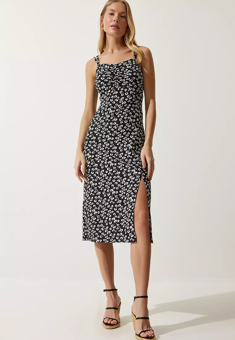 Patterned Double Strap Knitted Dress