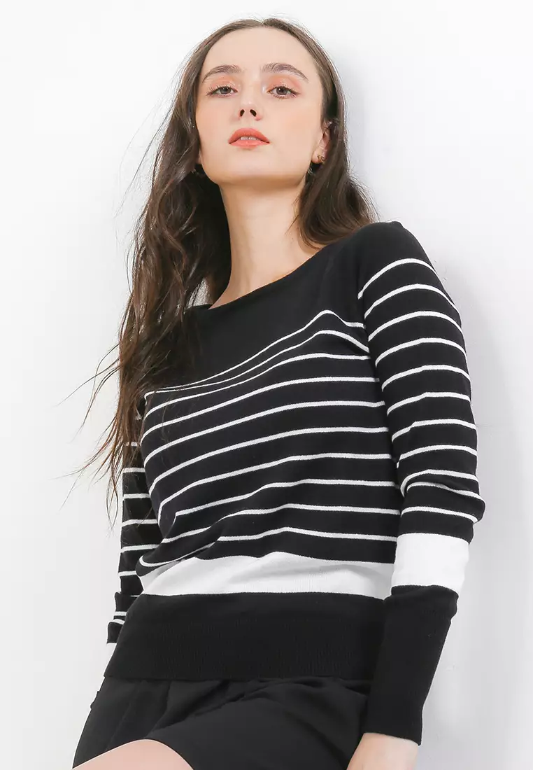 GIRLS LONG SLEEVE STRIPE BLOUSE WITH FRILLED NECKLINE AND RUFFLED KNICKER