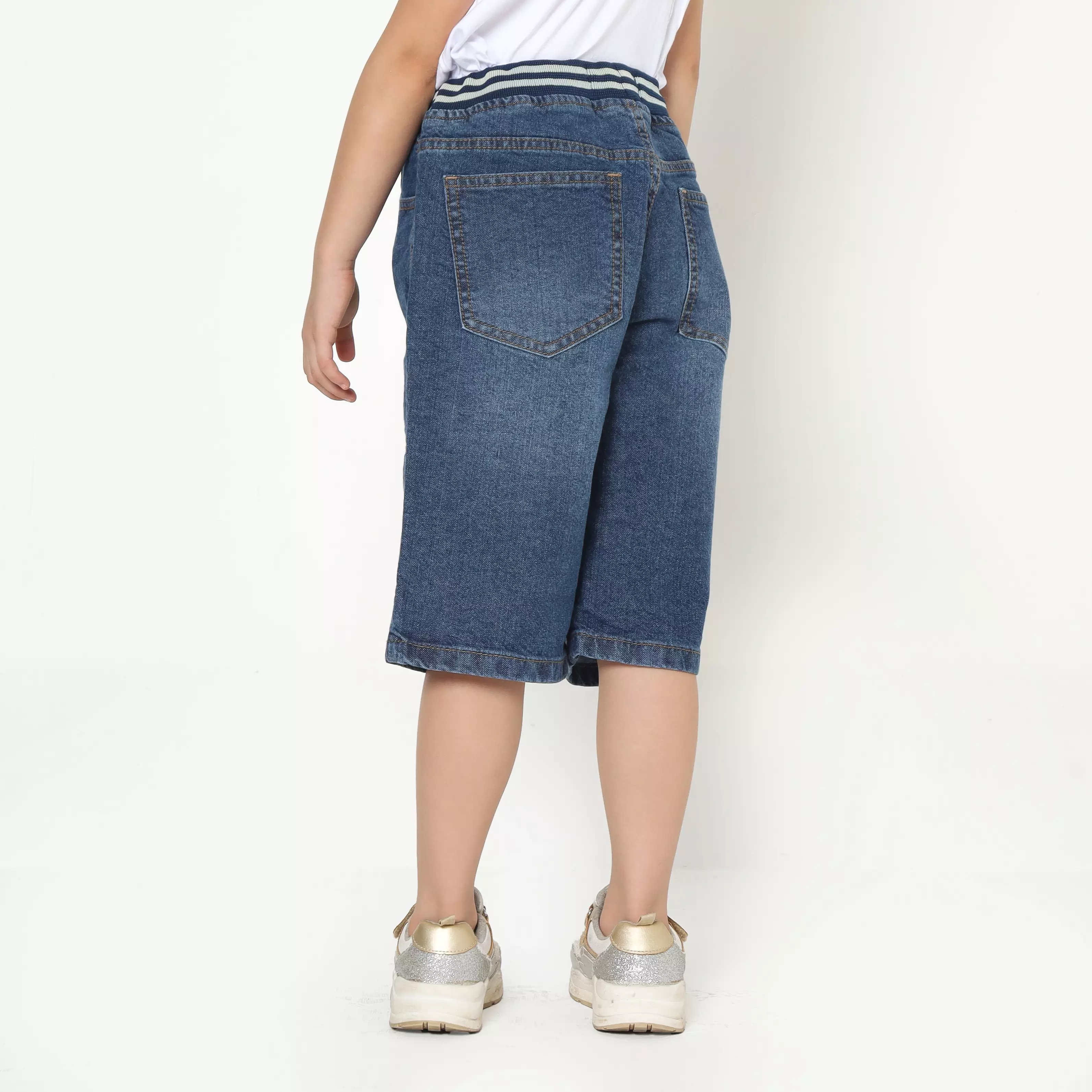 Celana Pendek Anak Perempuan Jeans Star Rib Mid Blue