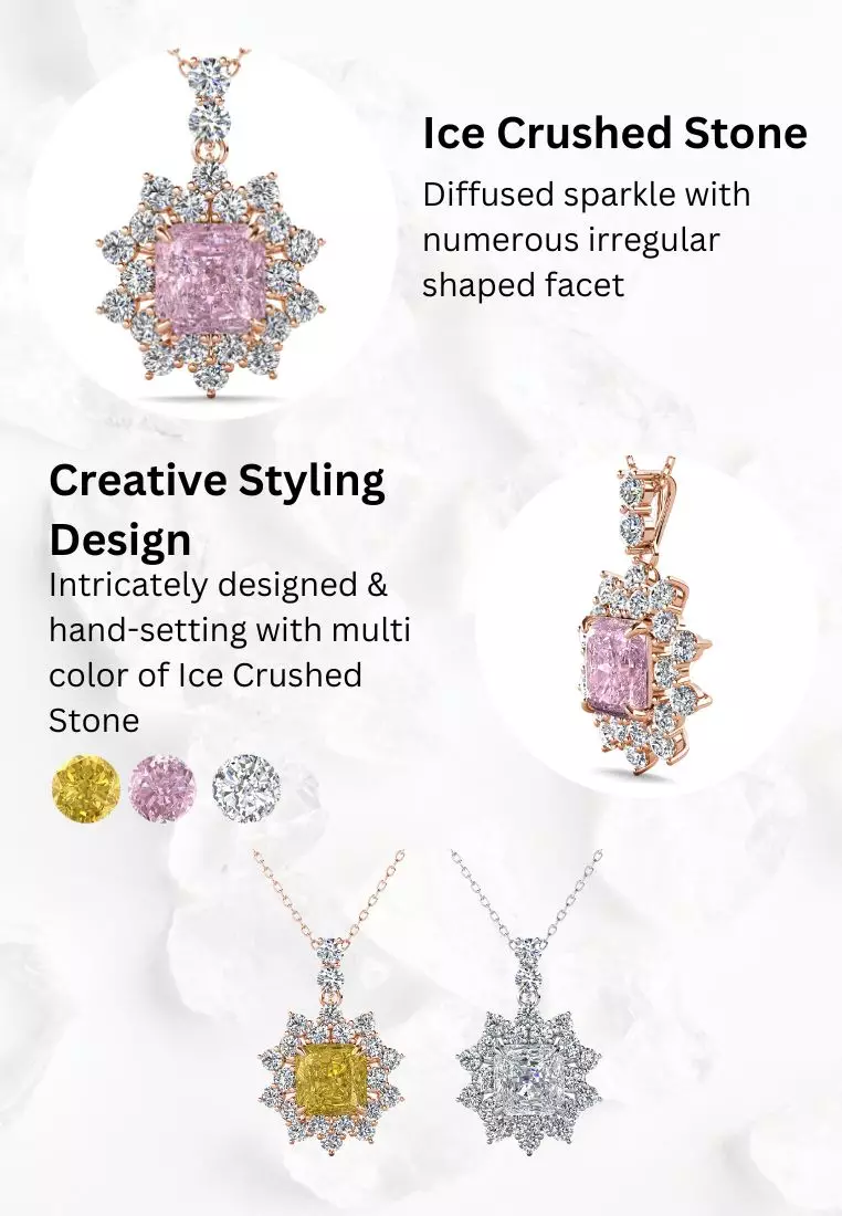 Her Jewellery Soleil Necklace Crushed Ice Stone made with High carbon diamond Zircon