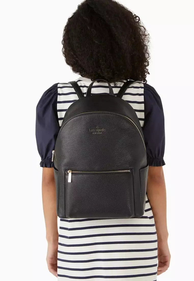 Kate Spade Leila Pebbled Leather Large Dome Backpack Black
