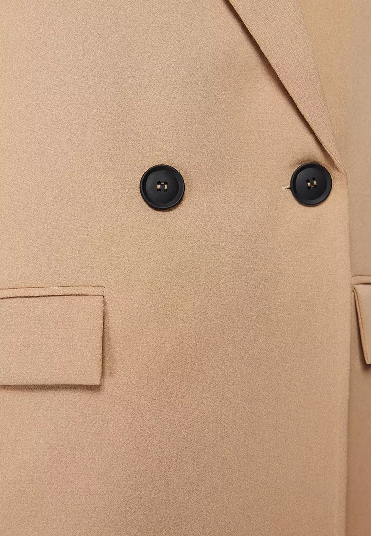Oversized Straight Fit Double-Breasted Basic Blazer