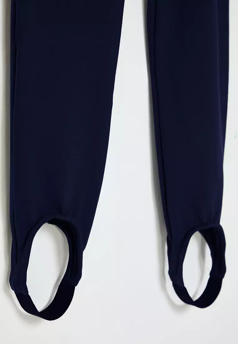 Navy Blue Brushed Soft Fabric Füzo Full Length Yoga Knitted Sports Leggings THMAW25TY00009