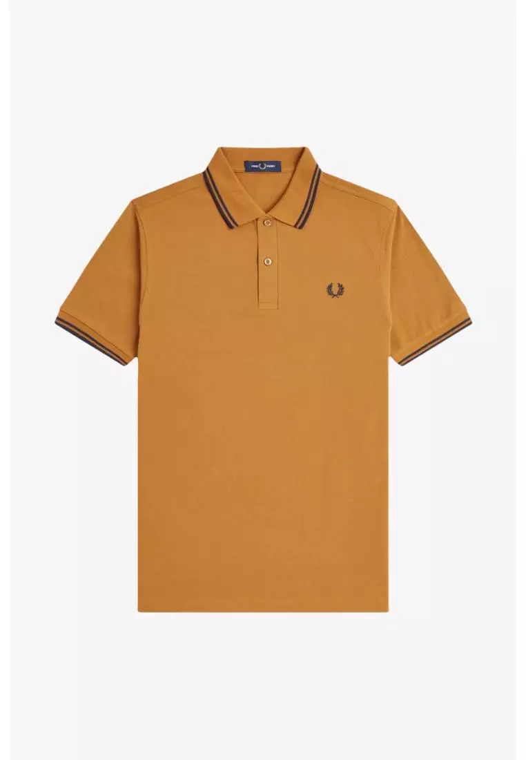 Fred Perry M3600 Twin Tipped Fred Perry Shirt (Dark Caramel / Navy / Navy)
