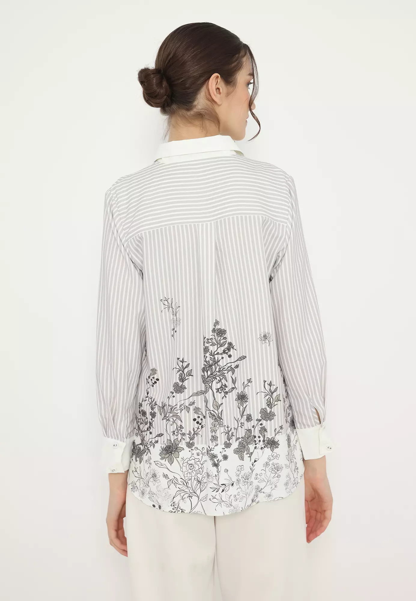 Blossom Stripe Blouse In Ivory By Brilliant Girl Warna CREAM