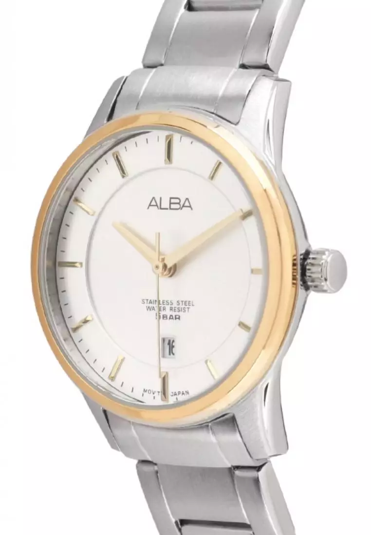 Jam Tangan Wanita Alba Original Garansi Resmi Strap Stainless Steel Silver Gold AH7L74 AH7L74X1 Silver Gold