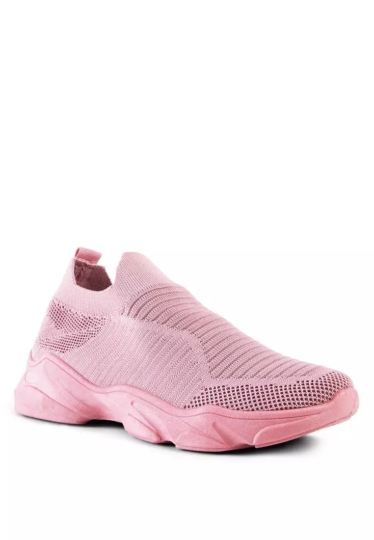 Pink knitted trainers outlet