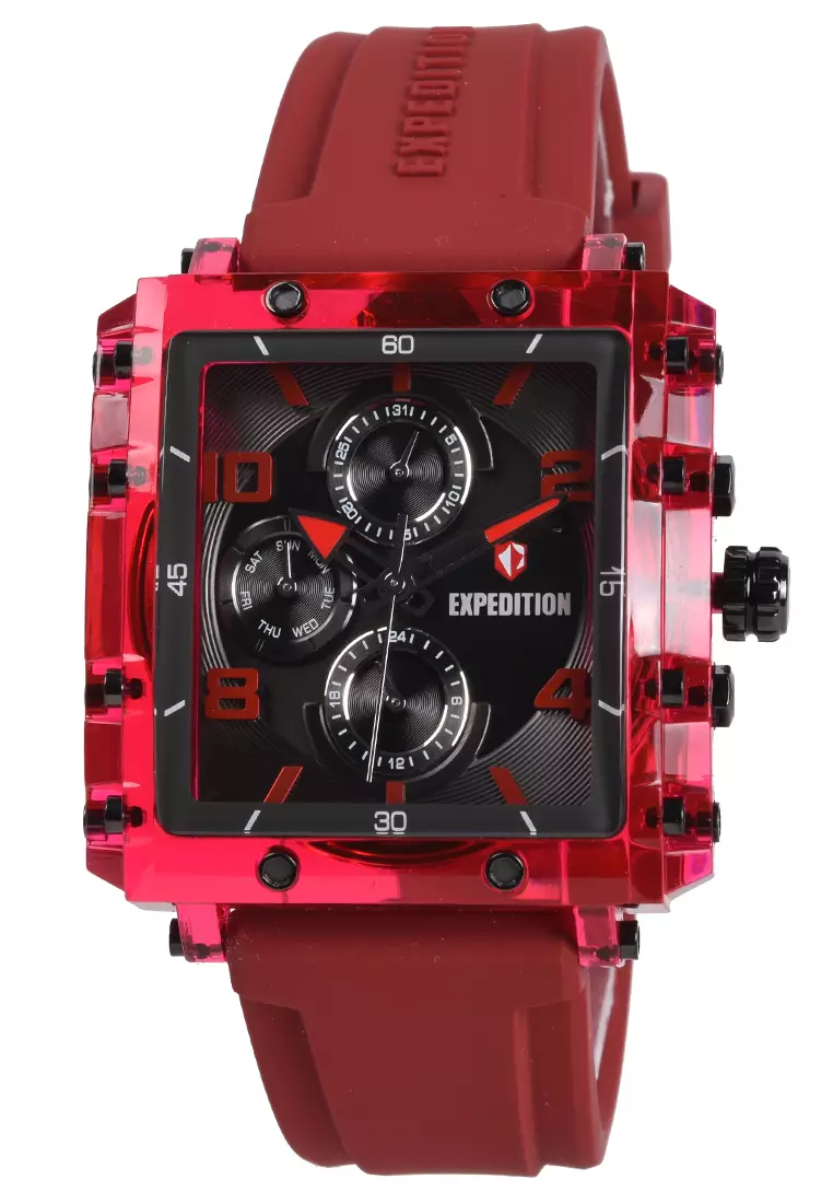 Expedition Jam Tangan Analog Wanita - Transparent Red - Rubber Strap - 6808MFRIGBARE