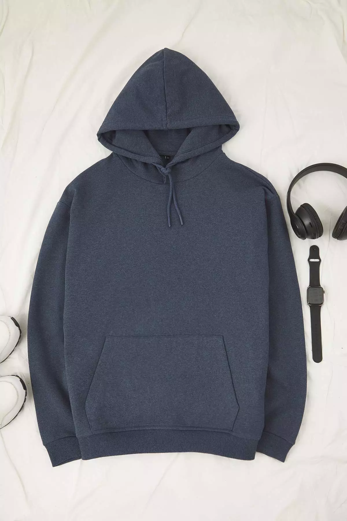 Indigo Oversize/Wide Cut Hooded Fleece/Warm Sweatshirt