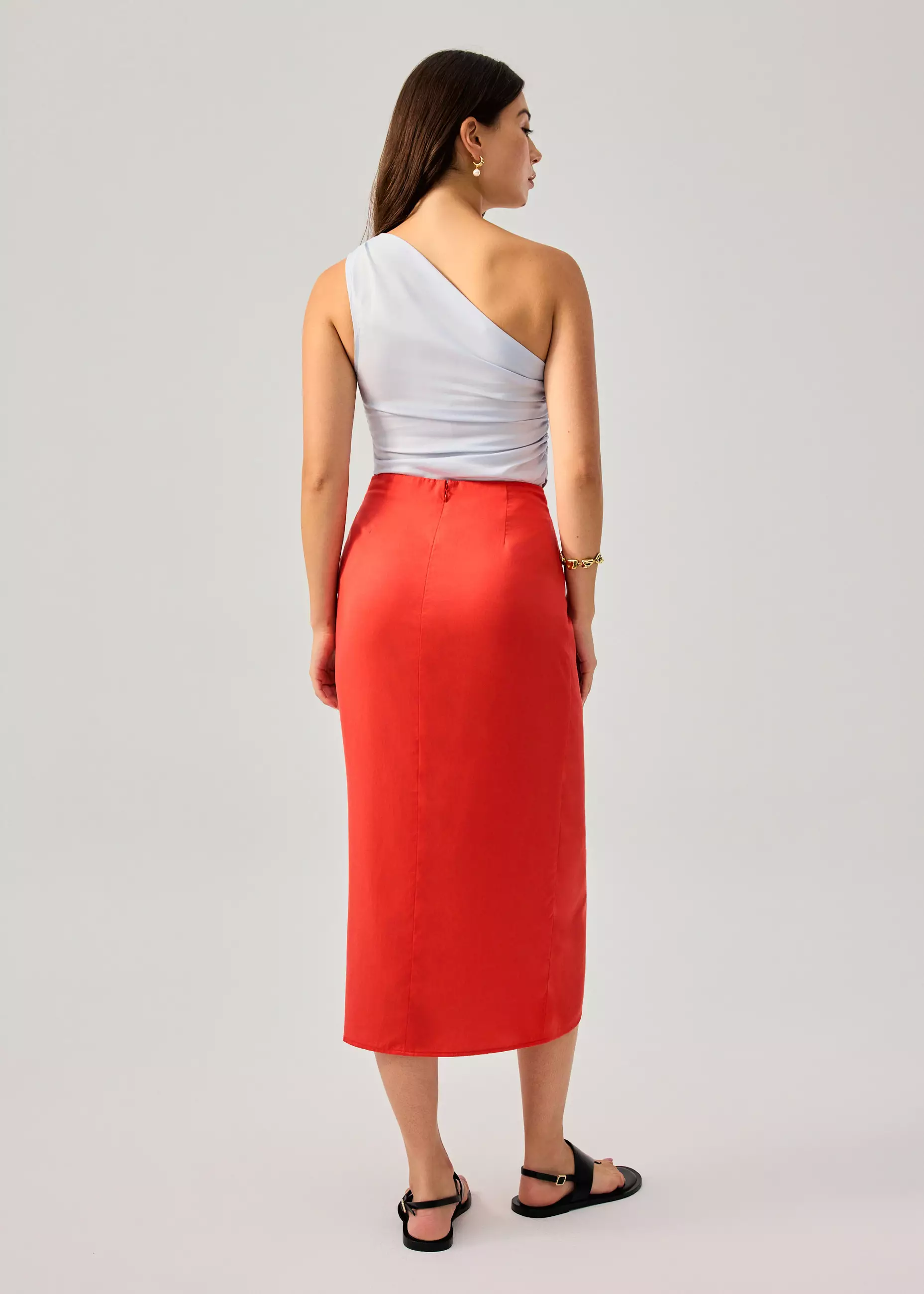 Rok Wanita - Lyocell Front Twist Column Midaxi Skirt