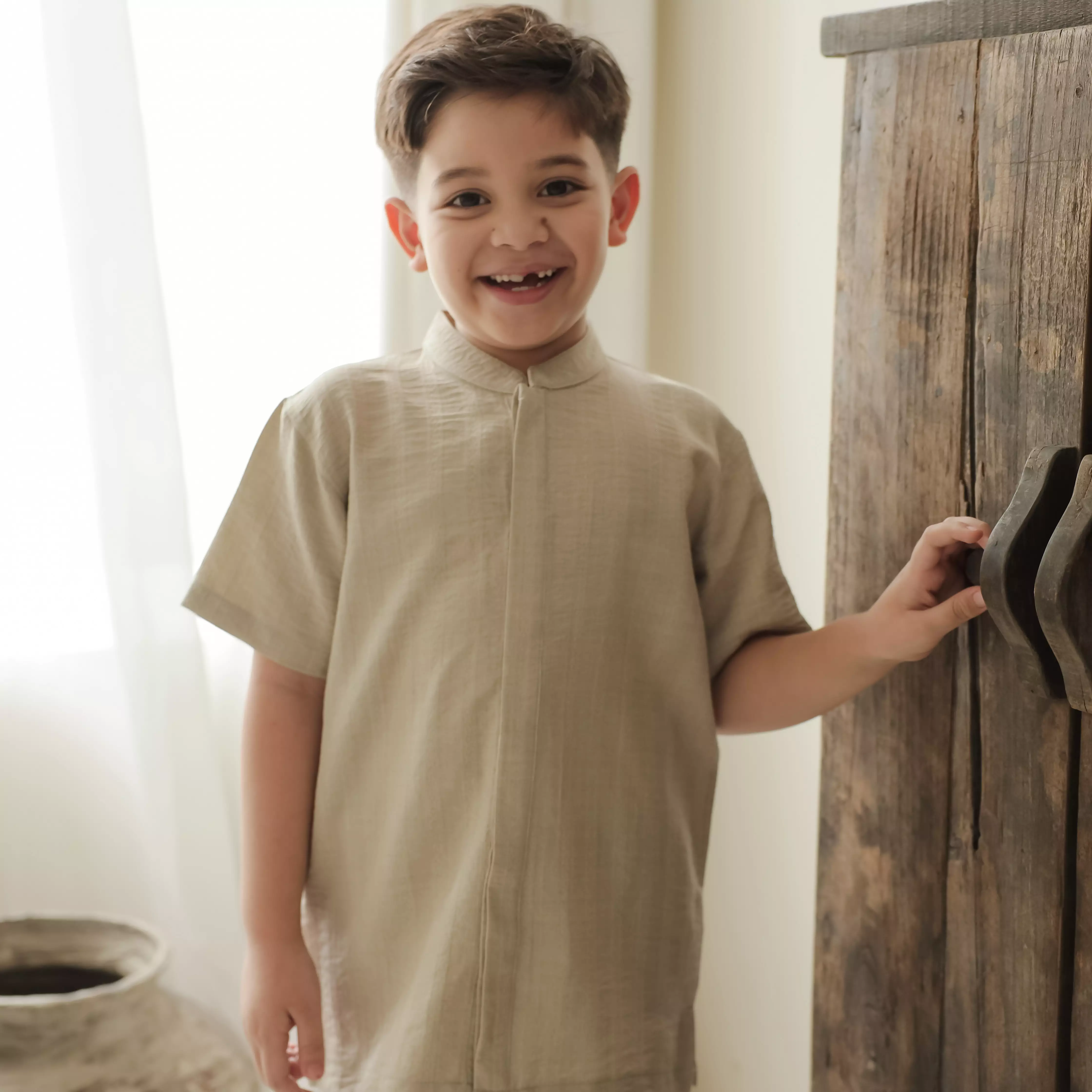 MFMW X PITO DITO Sarimbit Keluarga - Leebul Series | Raya Collection - Anak laki laki Beige