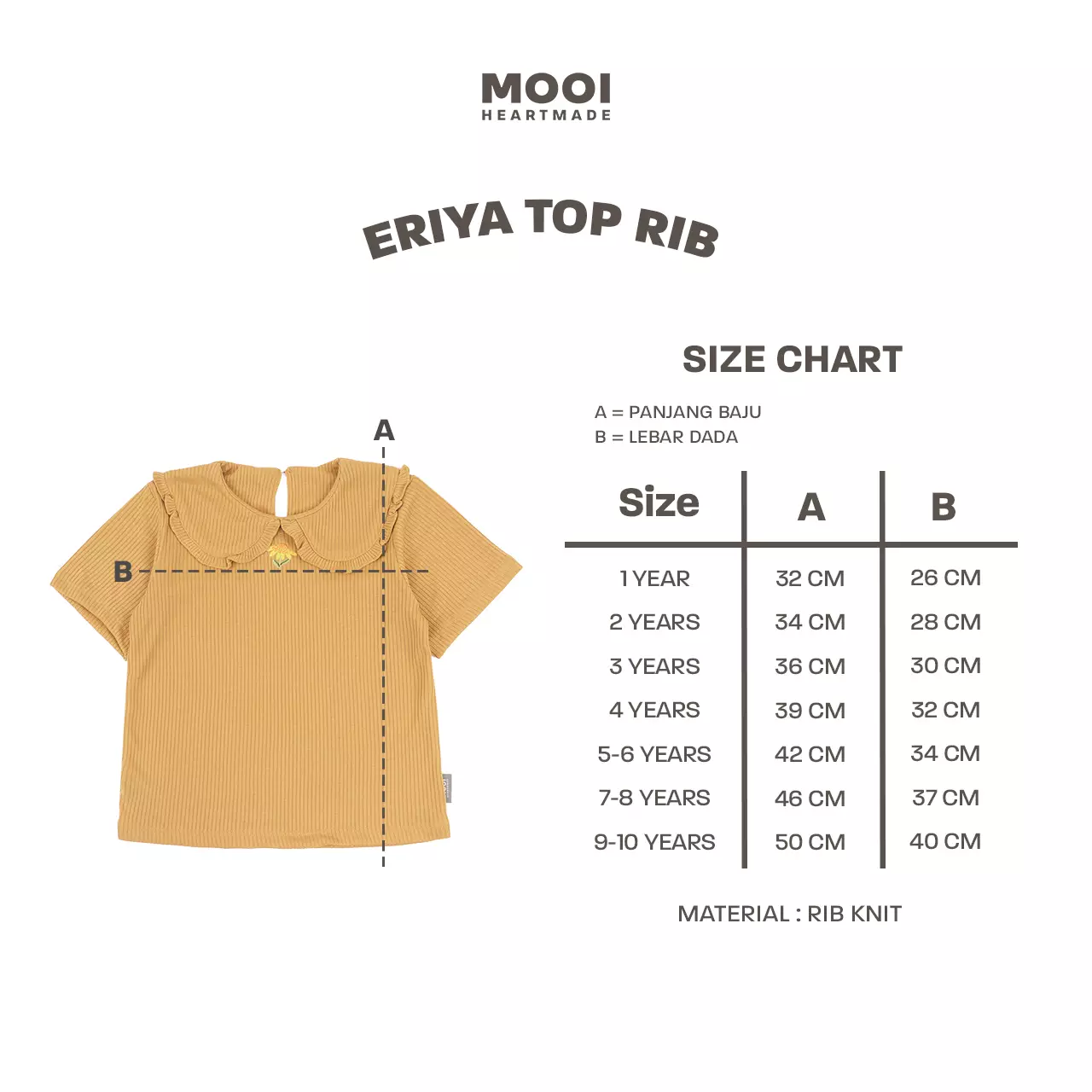 Mooi Atasan Anak Perempuan Eriya Top - Marigold