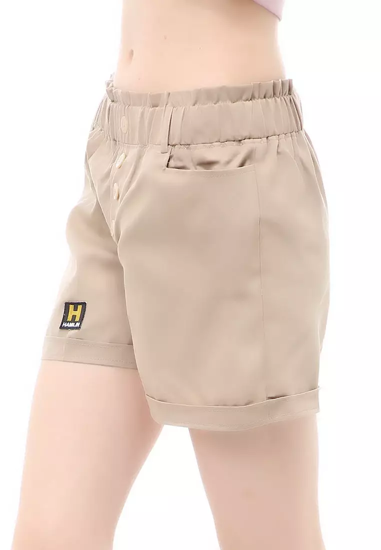 Madoc Short Pants Celana Pendek Kasual Wanita Highwaist Front Pocket Material Cotton ORIGINAL - Nude