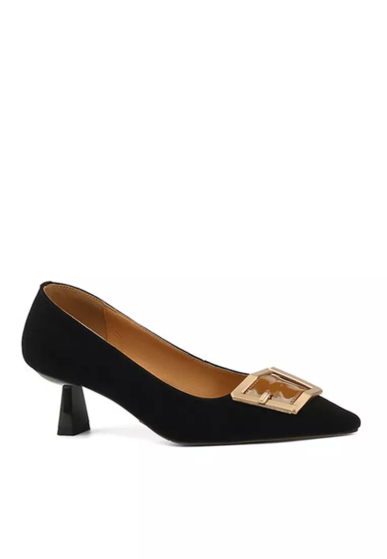 Discount on Twenty Eight Shoes  shoes - SKU: VANSA Sheep Suede Stitched Cow Leather Mary Jane Mid Heels VSW-H-7448
