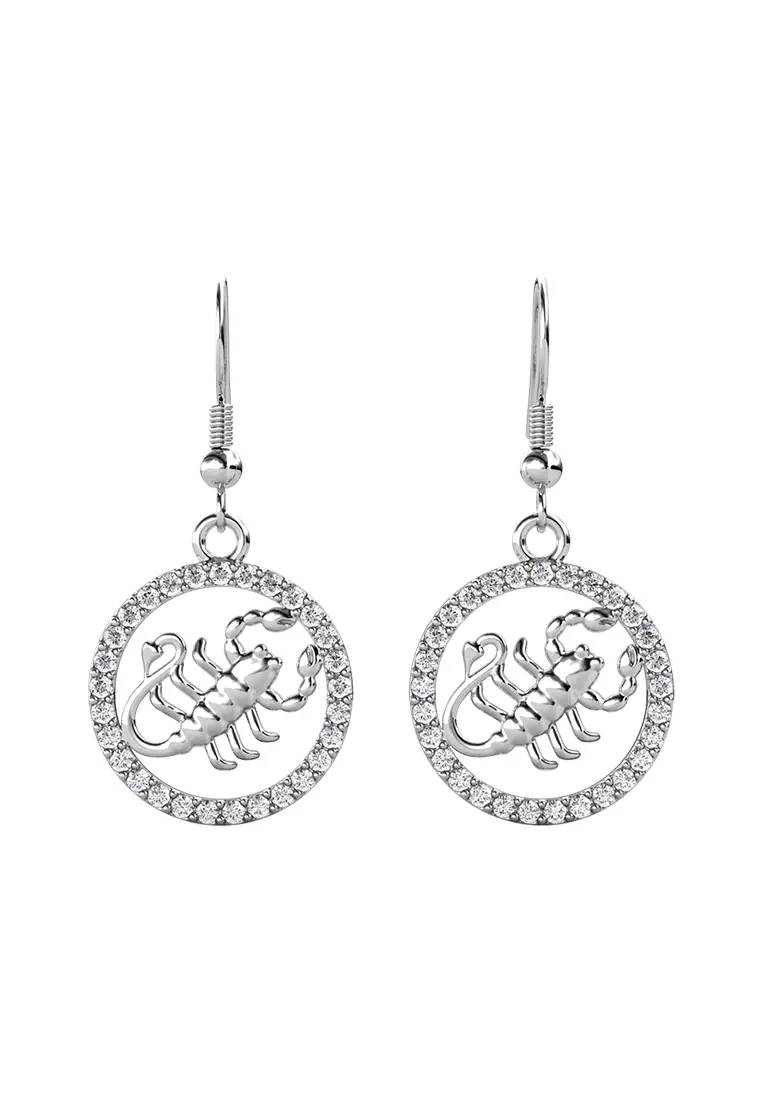 Horoscope Circlet Hook Earring SCORPIO WG  - Anting Crystal Swarovski by Her Jewellery