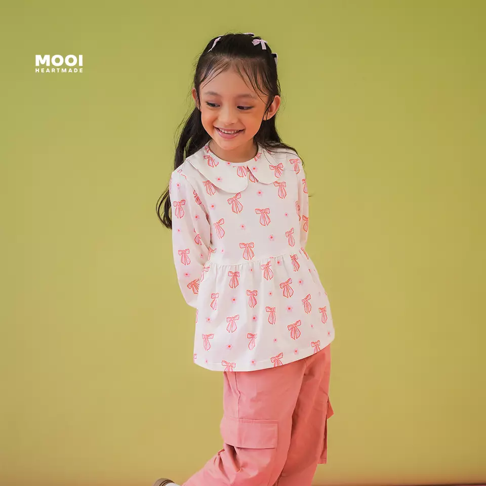 Mooi Atasan Anak Perempuan Lindy Top - Light Ivory