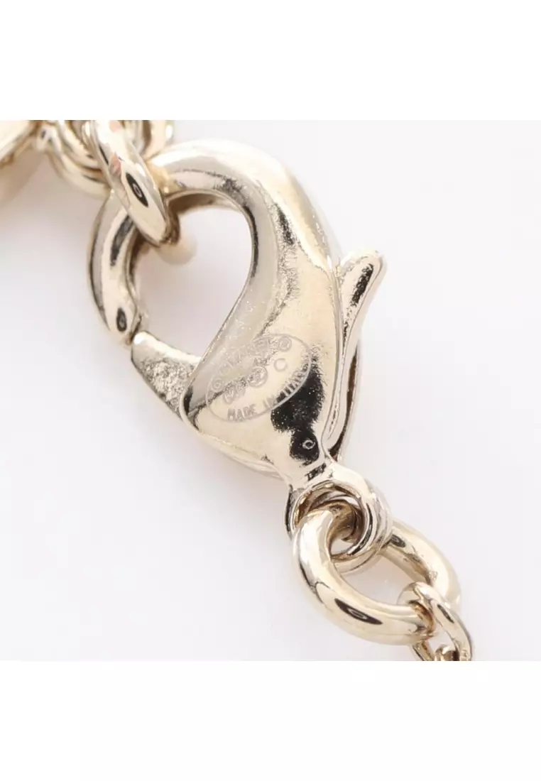 Pre-Loved Chanel Year's Gift 2025 coco mark Bambi necklace GP Fake pearl Rhinestone gold white green G26C