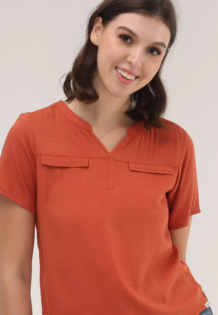 Short Sleeves Chinese Collar Blouse