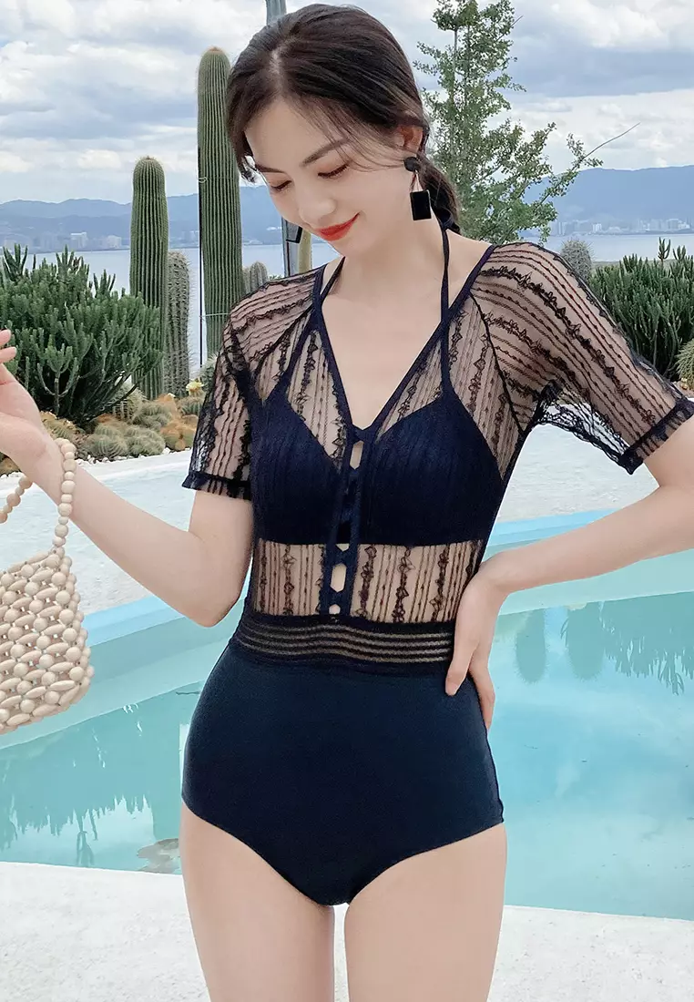 Buy A-IN GIRLS (2PCS) Sexy Lace Bikini Swimsuit in black 2024 Online
