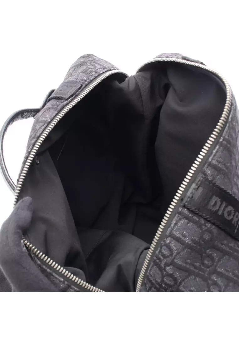 Pre-Loved Christian Dior safari oblique Backpack rucksack canvas leather black