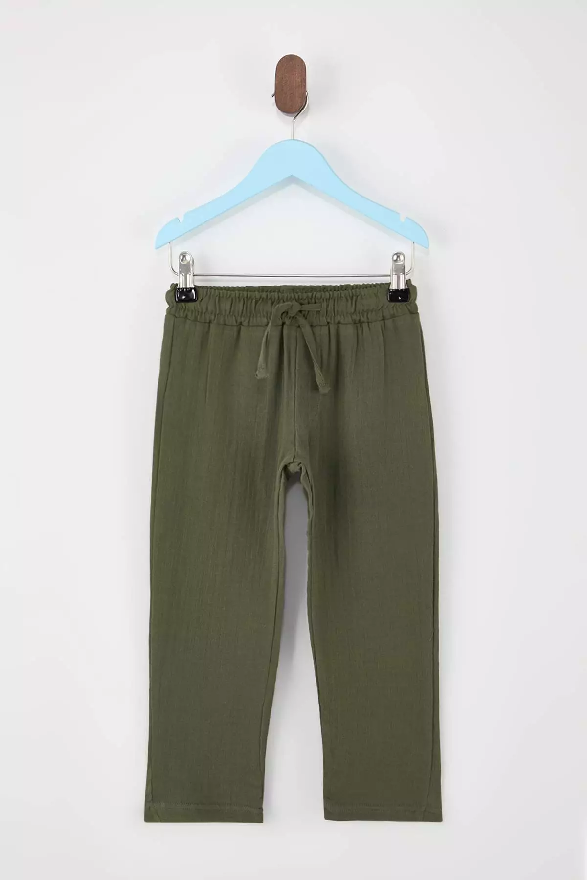 Khaki Textured Boys' Woven Holiday Outfit - Top And Bottom Set Tkdss26Au00014