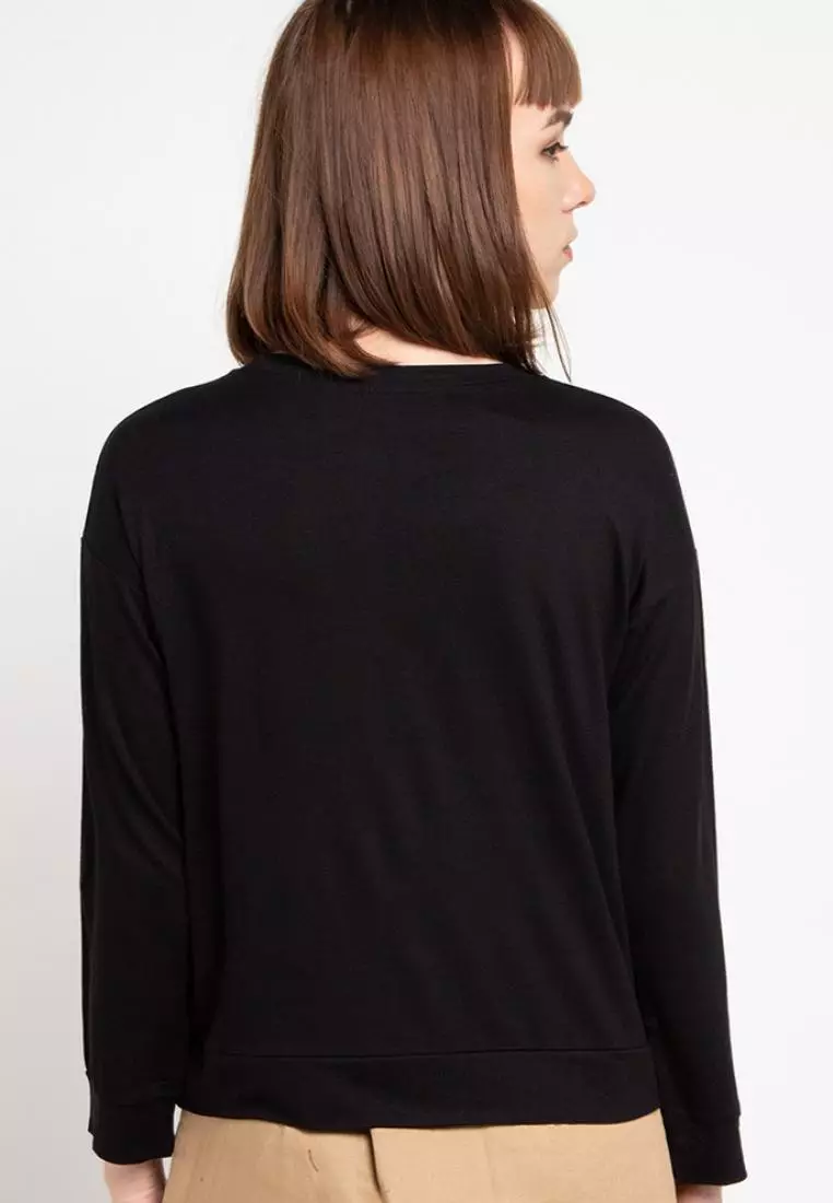 LTB26E Kaos Lengan Panjang Wanita LV katakana paragraph