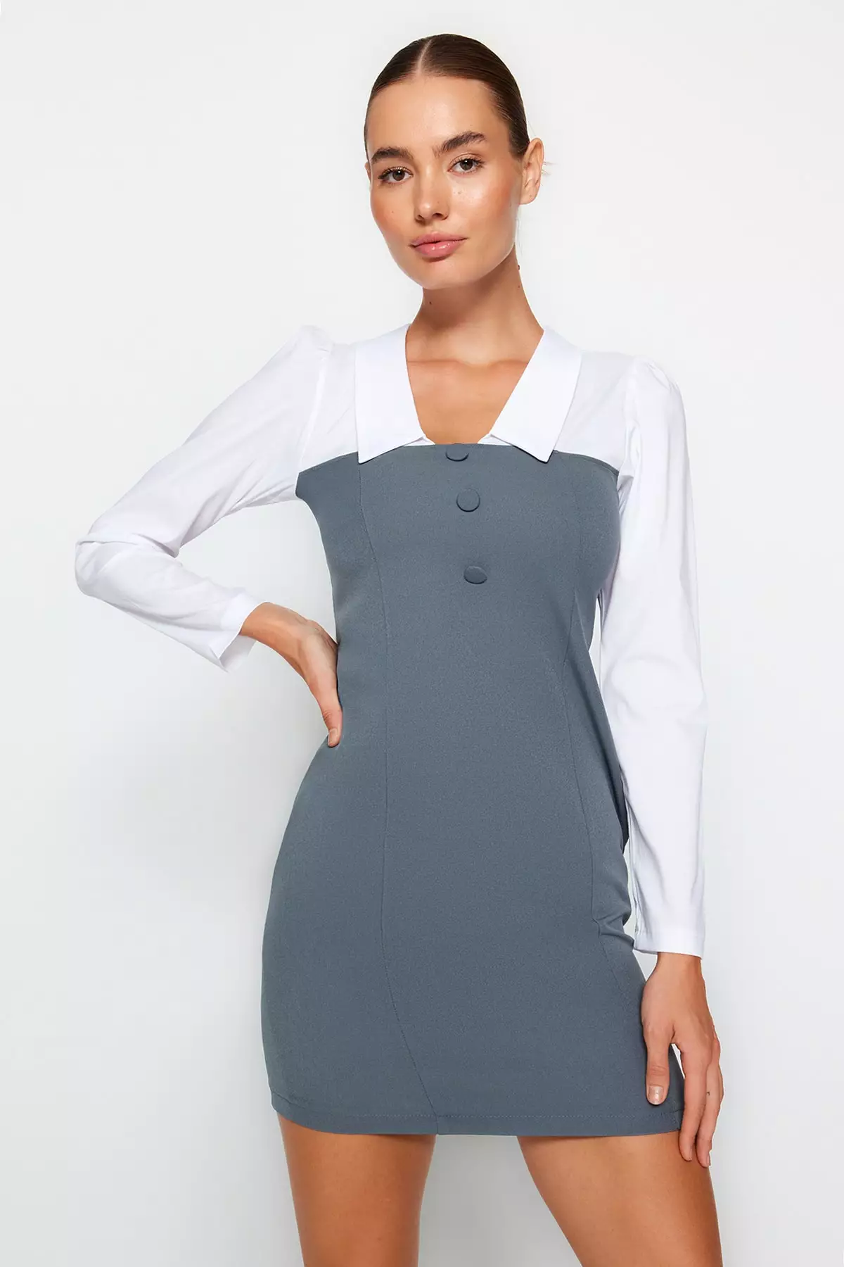Combined Mini shirt Dress