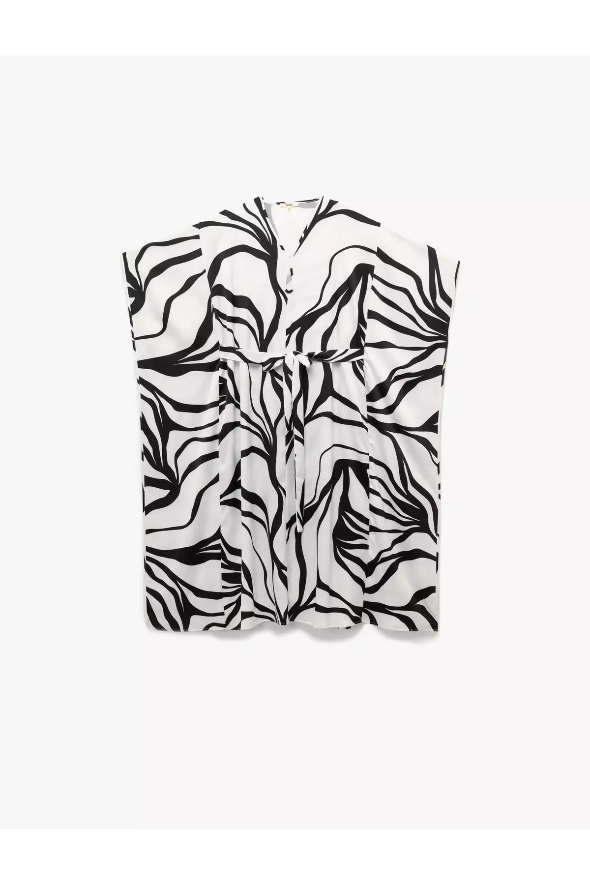 Sash Detail Flowy Half Bat Sleeve V Neck Long Satin Floral Dress
