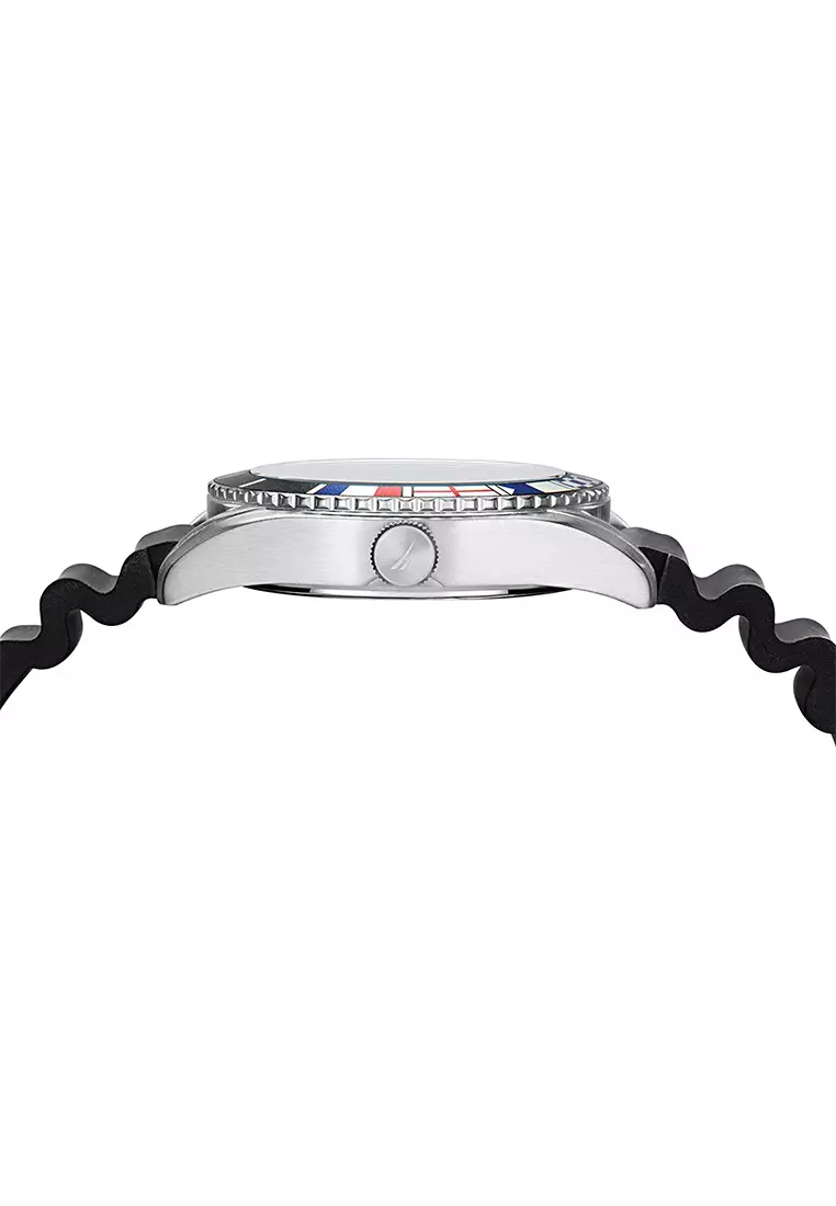 Nautica - Jam Tangan Pria - Silver - Black Rubber Strap - NAPUSS901