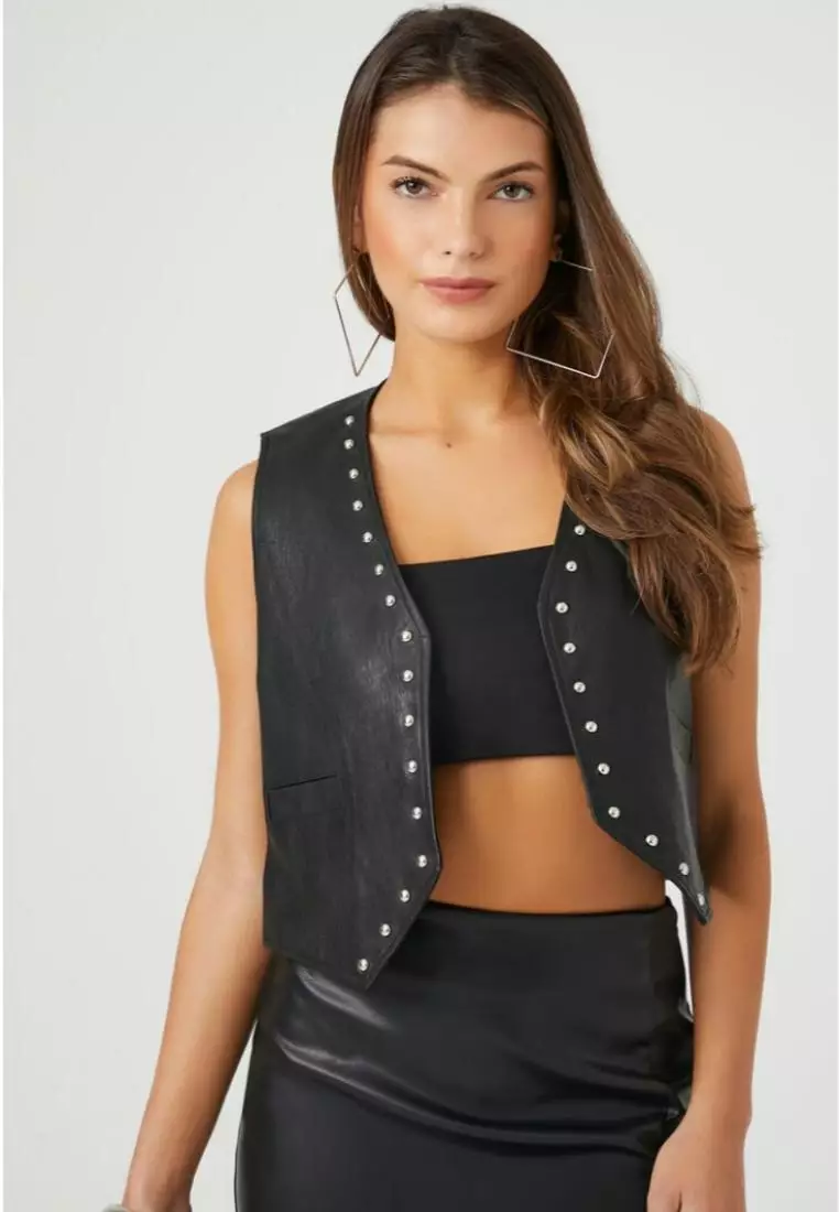 Buy FOREVER 21 Studded Faux Leather Vest 2024 Online ZALORA