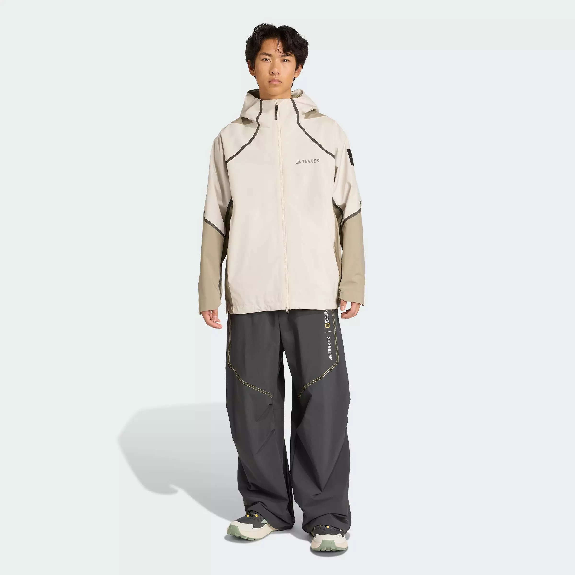 Hiking Nat Geo CLIMAPROOF Rain Jacket Men Beige KC2342