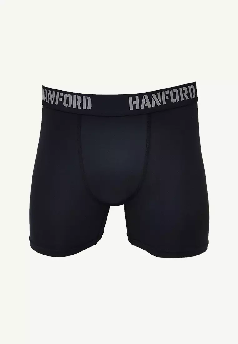 Athletic Men Quick Dry Compression Boxer Shorts Flex02-Jet Black (SinglePack)