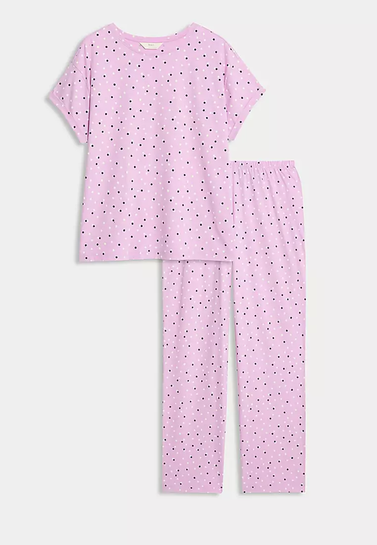 Cotton Rich Leaf Print Pyjama Set
