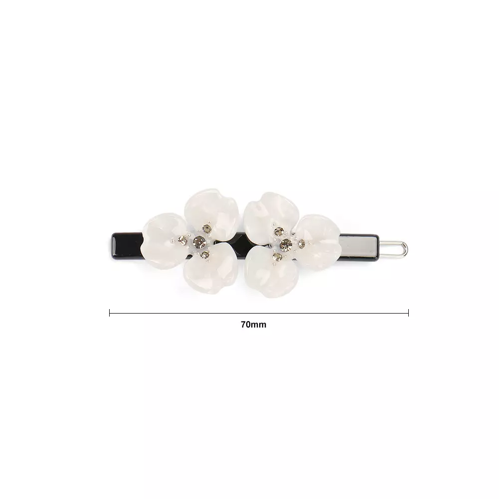 Glamorousky White Flower Cubic Zirconia Hair Clip Jepit Rambut