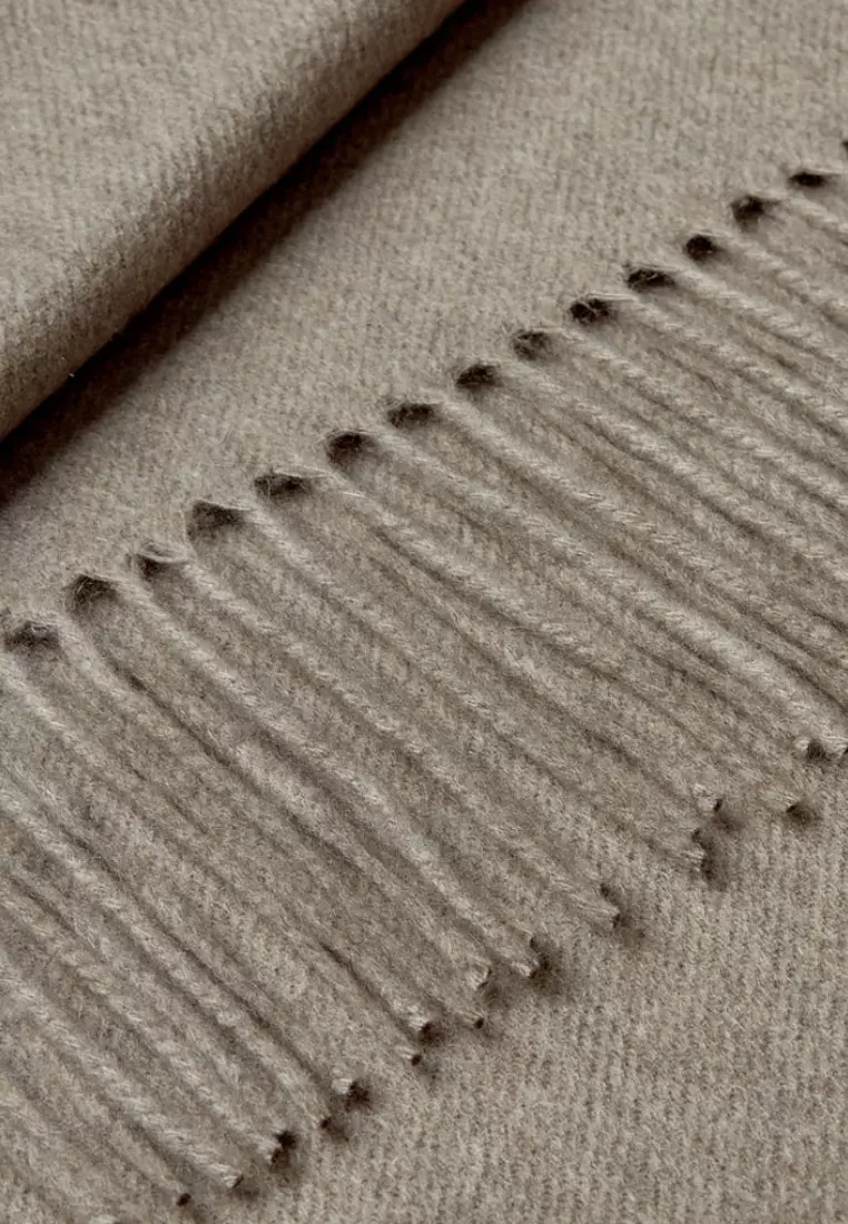 Aksesoris Wanita Pure 100% Virgin Wool Cashmere Shawl Syal Wanita Kasmir Light Taupe