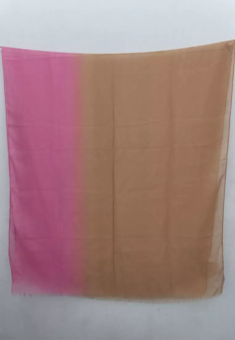 Aksesoris wanita Ombre PolyCotton Scarf Syal Wanita Brown & Pink