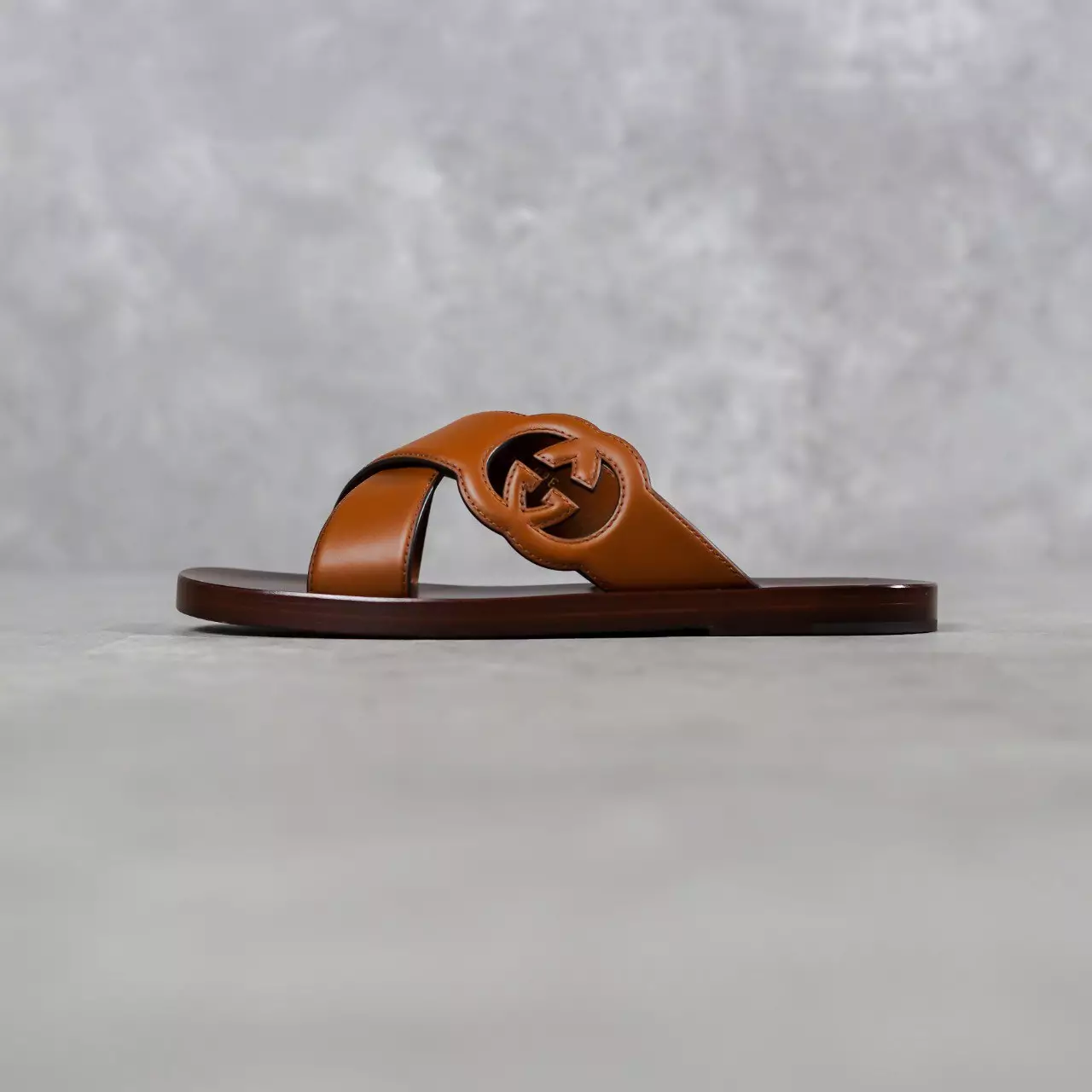 Sandal GUCCI INTERLOCKING BROWN STRAP SANDAL 100% ORIGINAL