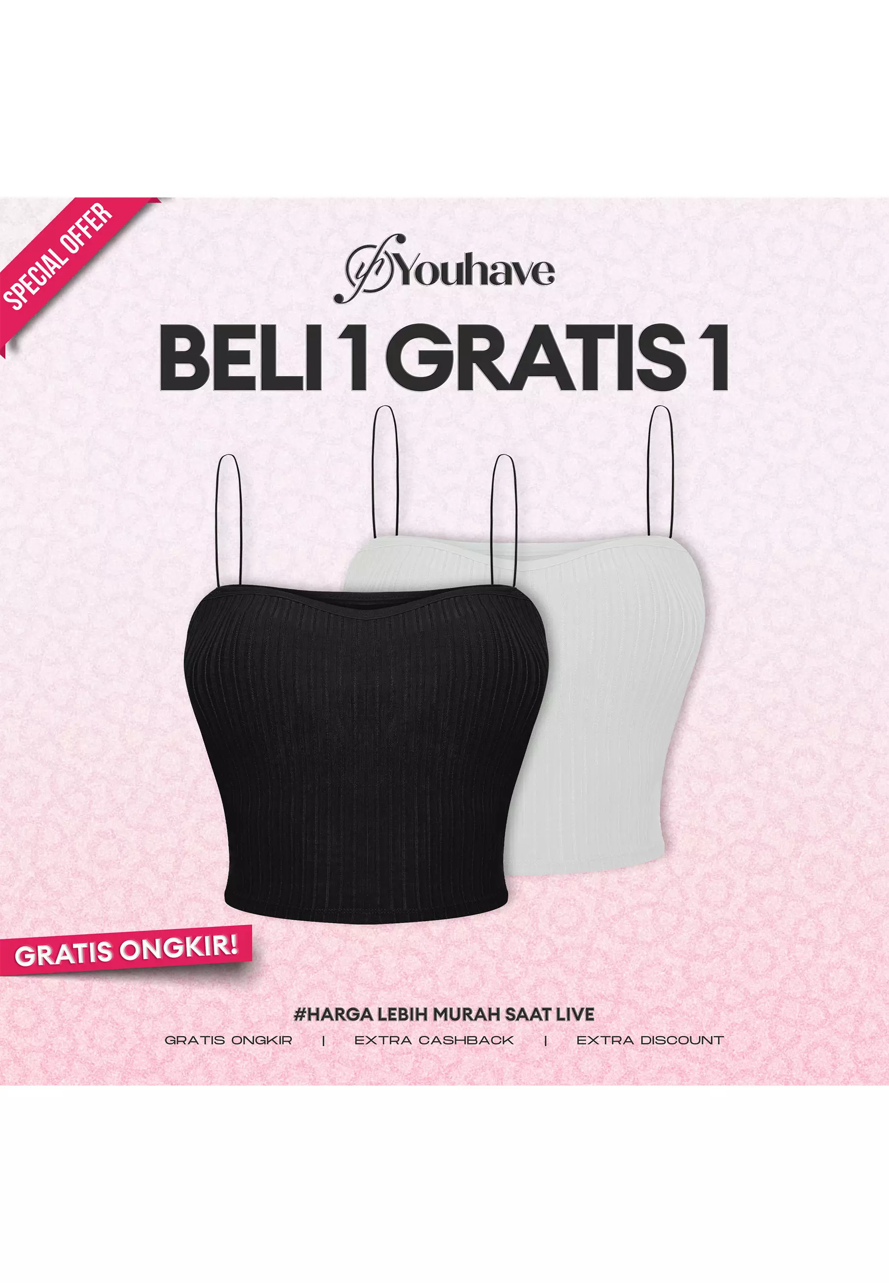 YouHave EXCLUSIVE Paket Bundle Sale 2 Pcs Tanktop Tali Spaghetti Tank Top Wanita Tali Tipis Sport Bra Bundle Paket Hemat Paket Ramadhan