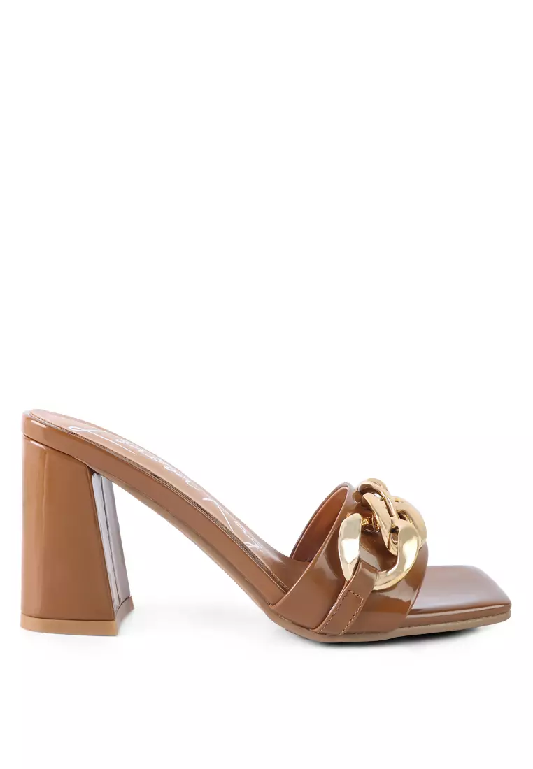 Discount on London Rag  shoes - SKU: Macchiato Metal Chain Detail Patent Pu Sandal