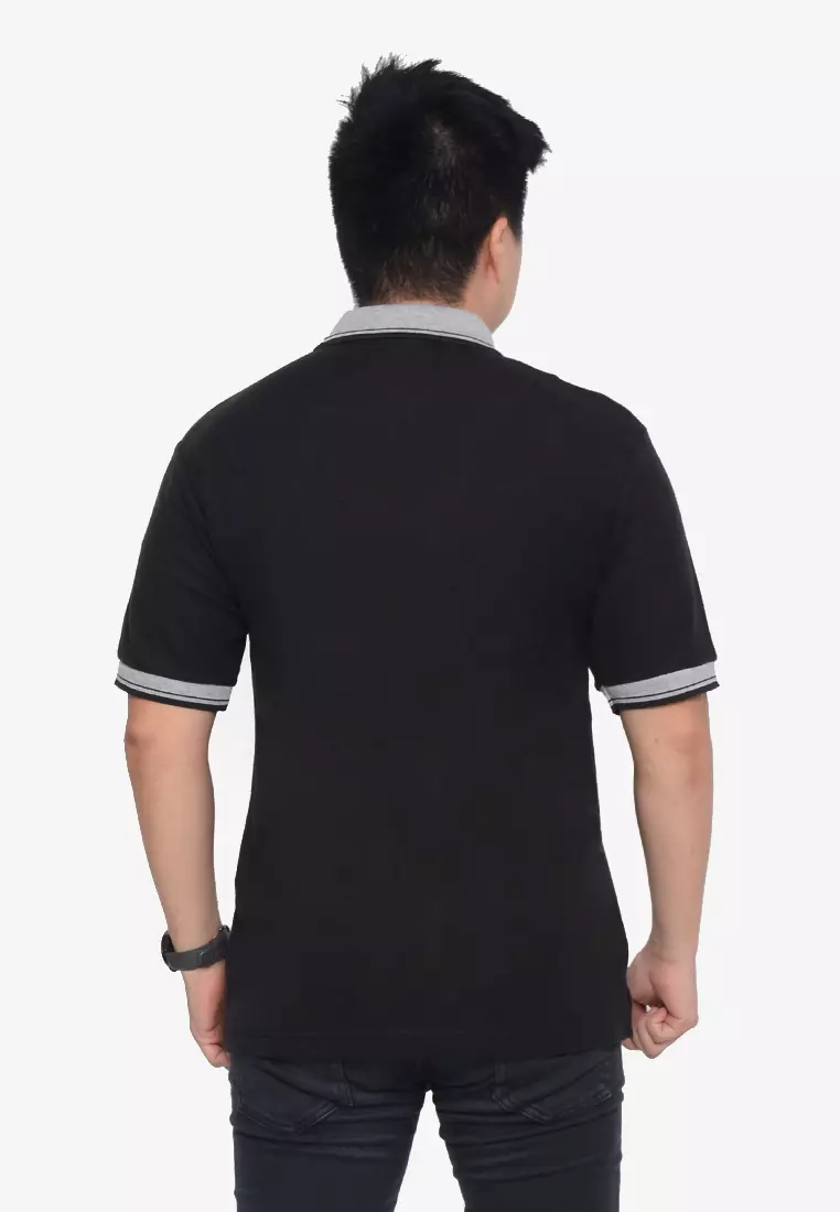 Andre Michel Kaos Polo Shirt Lengan Pendek Kerah Abu Hitam 933-5