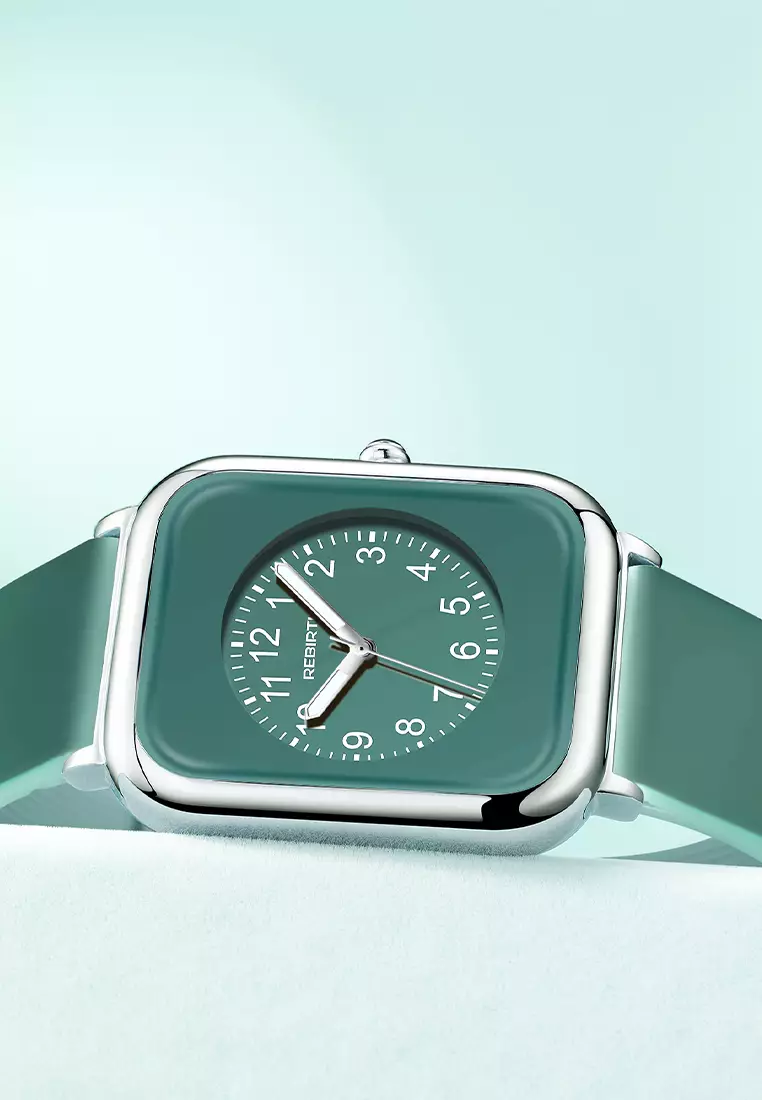 Jam Tangan Wanita Santai Display Kuarsa Tahan Air Wanita Tali Silikon Jam Tangan Cewek all green