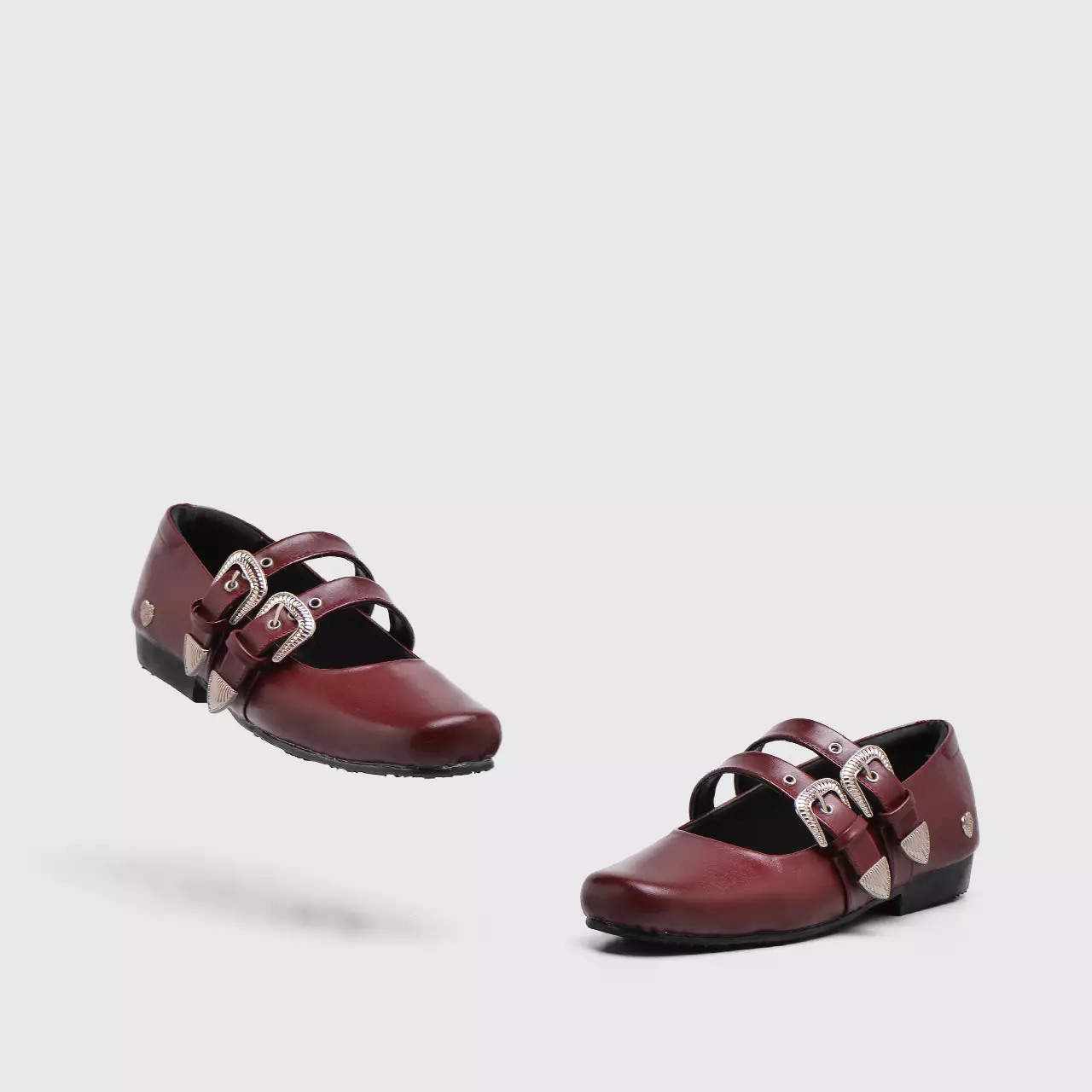 Baleva Flat Shoes Genuine Leather Maroon