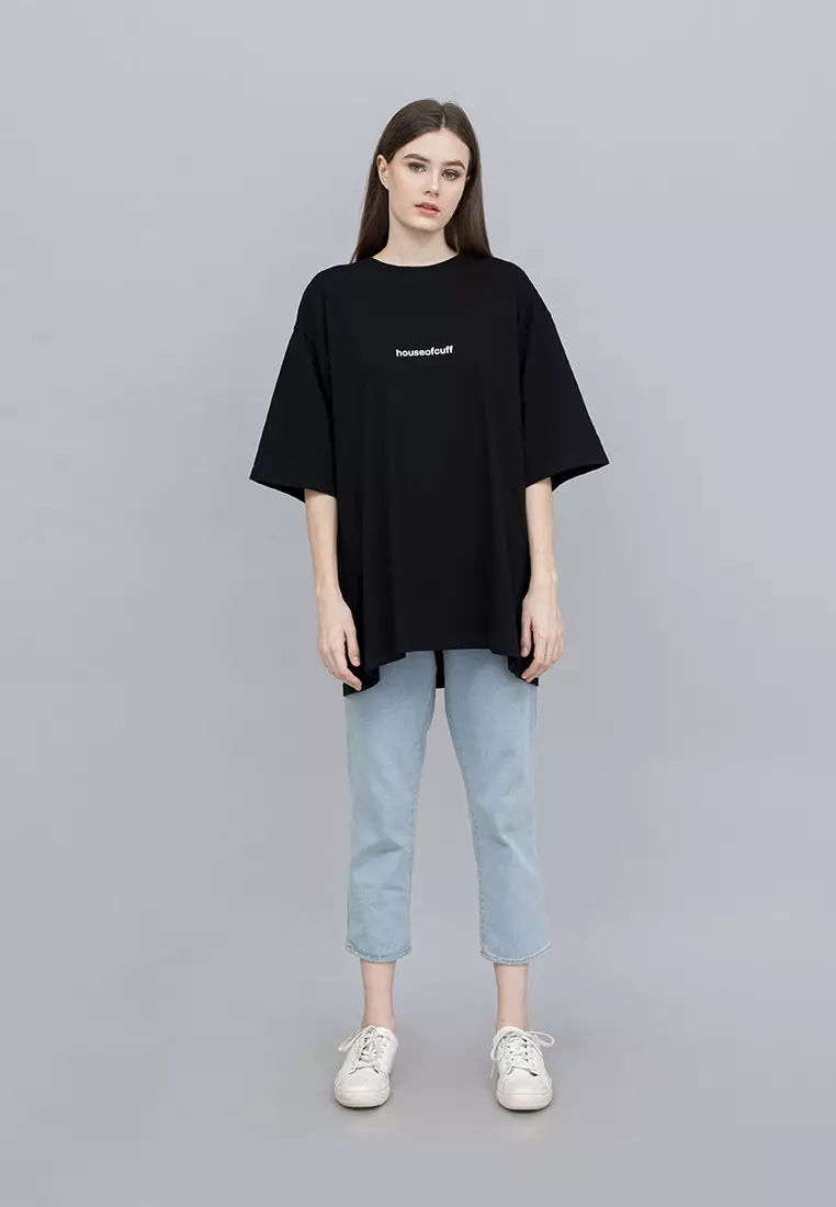 Houseofcuff Kaos Oversized Tshirt Wanita Unisex Tebal Hitam California