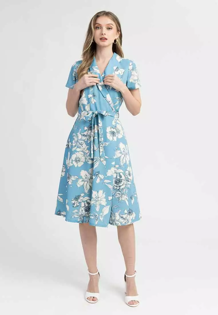 Nadia Floral Wrap A-Line Dres