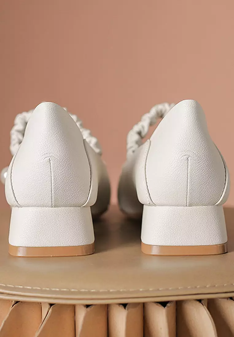 VANSA Simple Leather Elastic Strap Low Heel Shoes VSW-F1020-6