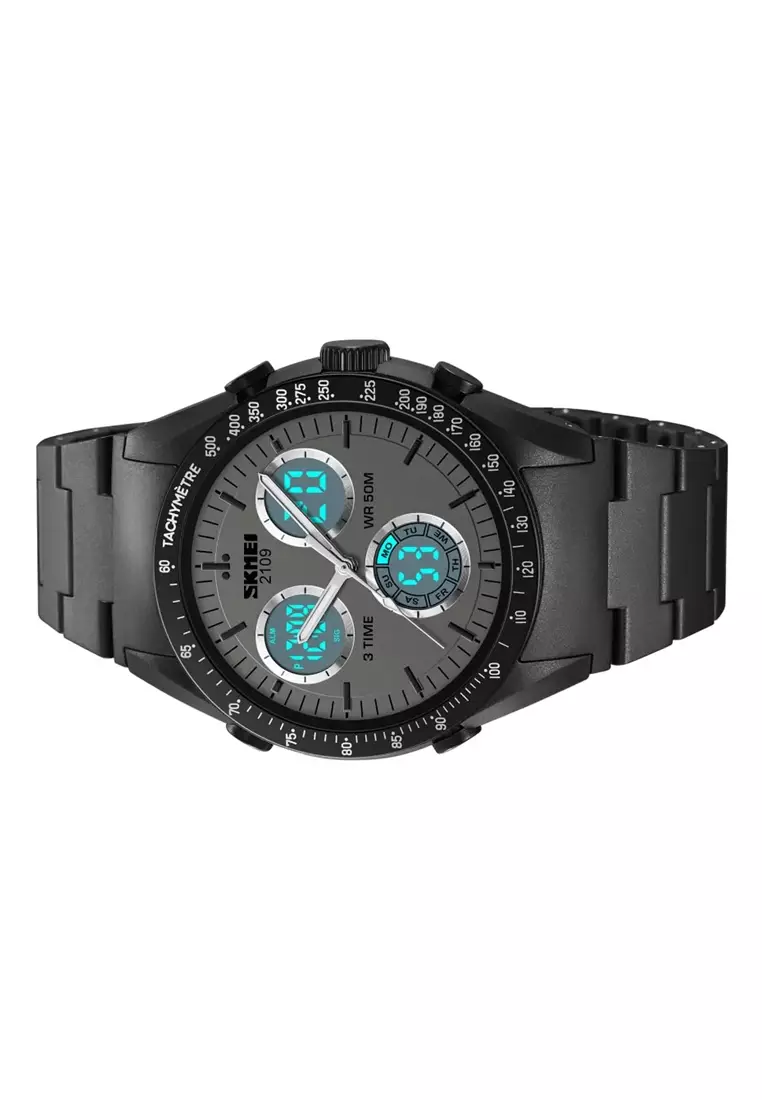 Jam Tangan Digital Analog Pria Sporty 3Time Material TPU Waterproof ORIGINAL