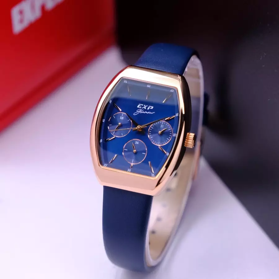 Expedition 6863 Rosegold Kulit Biru Cewek