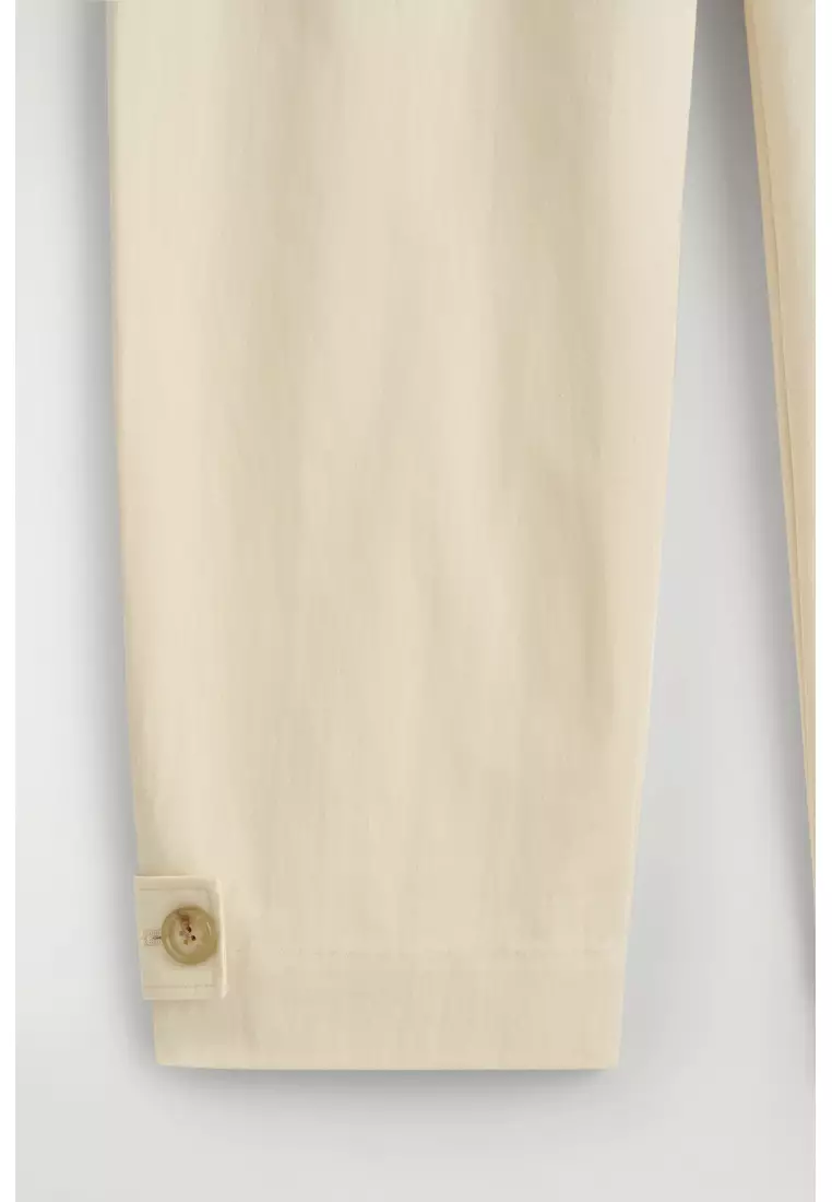 BARREL-LEG COTTON UTILITY TROUSERS