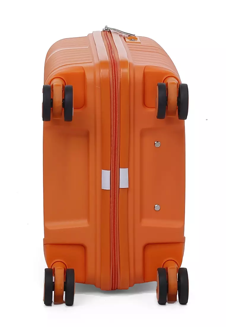 Carlton Koper Size 20inch Unisex Lock Anti Theft Zipper Suitcase Material Fiber ORIGINAL - Orange