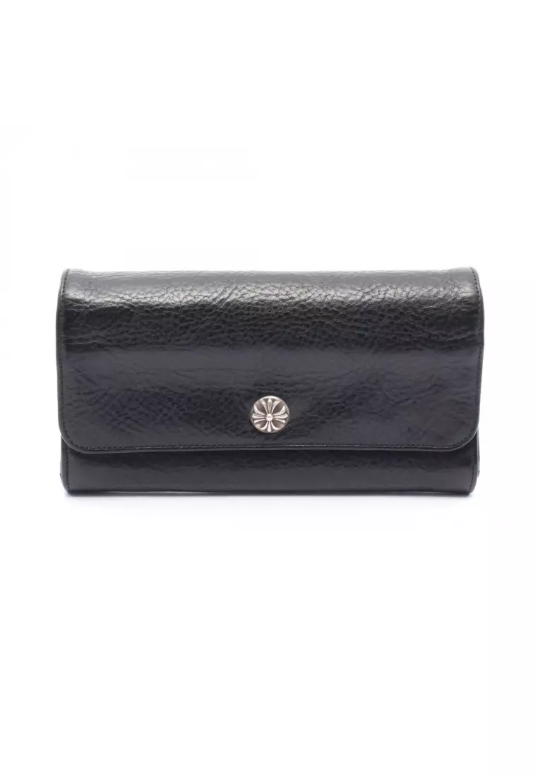 小物 chrome hearts judy wallet CHROME HEARTS JUDY Cross Button Leather Wallet Wallet Black